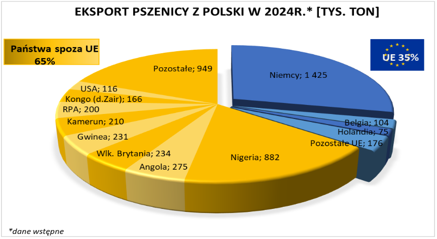 Wielkość naszego eksportu zbóż spadła o 1/4 w pierwszych dwóch miesiącach 2025 roku