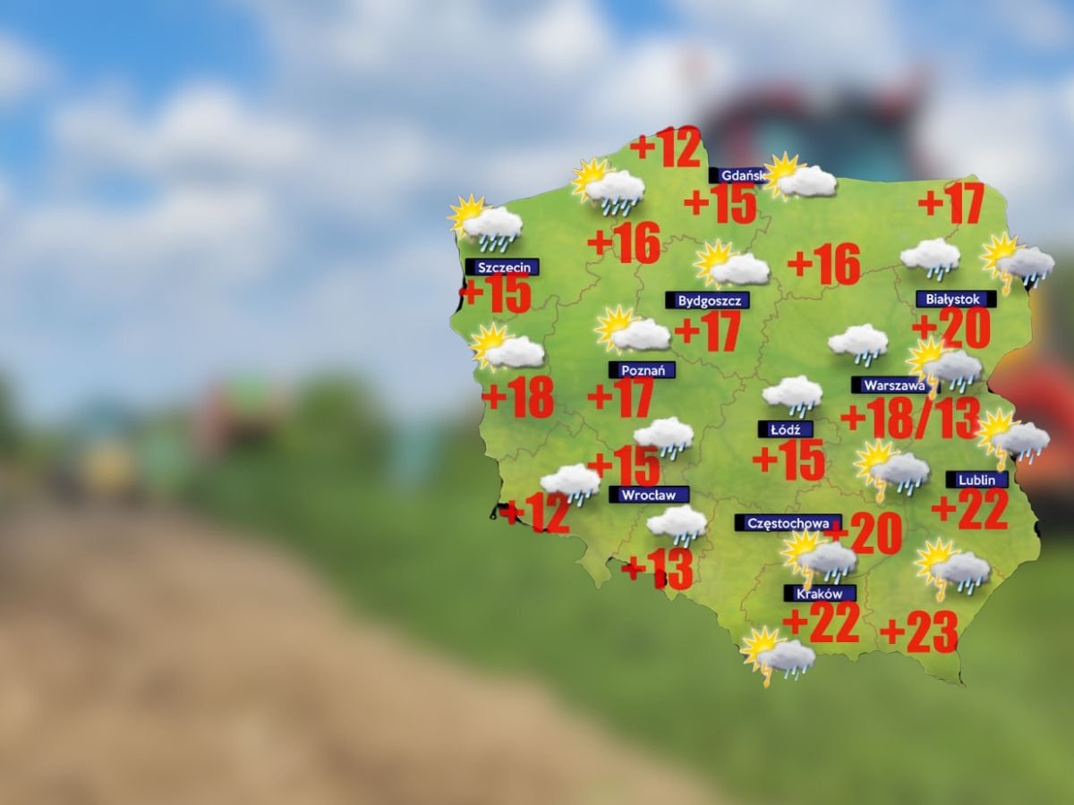 W czwartek w wąskim pasie Polski przejdą gwałtowniejsze burze [POGODA DLA ROLNIKÓW]
