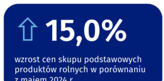 O 15% wzrosły w maju ceny produktów rolnych w skali roku