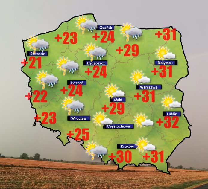 Pogoda 29 sierpnia. W Wieliczce w nocy nie mniej niż 25 stopni 1 Pogoda 29 sierpnia