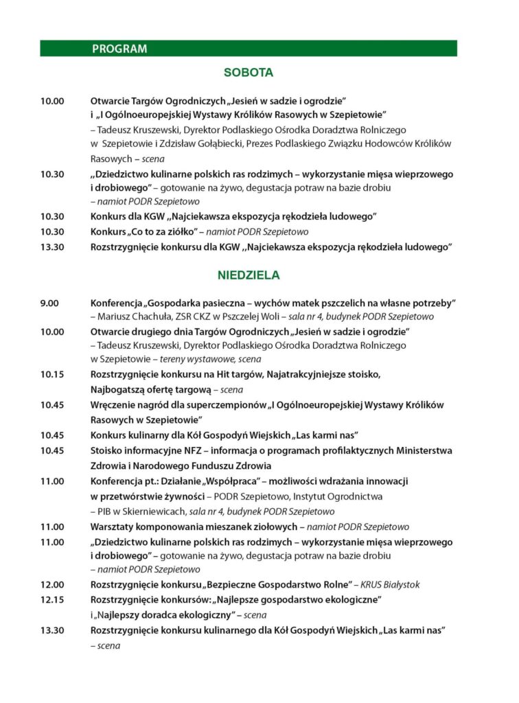 Jesień w sadzie i ogrodzie – zapraszamy na targi do Szepietowa! 1