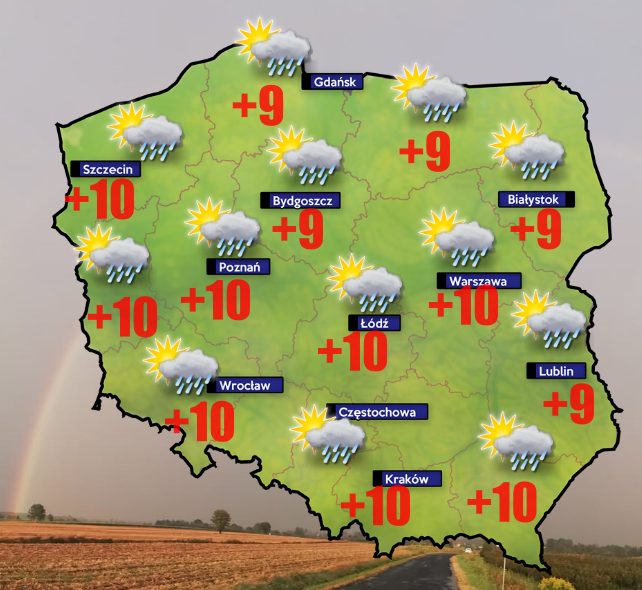Pogoda. Jutro jeszcze pochmurnie i wilgotno- do 11 stopni na termometrach
