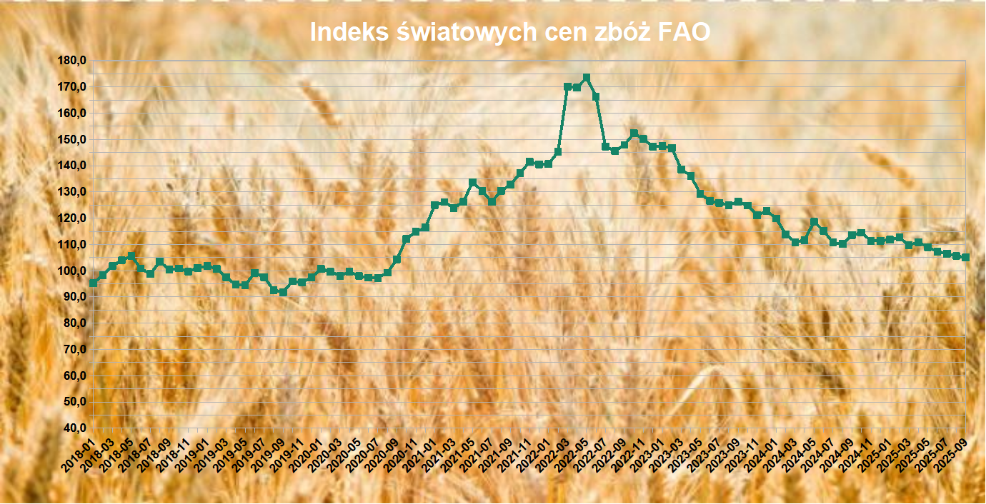 FAO: Światowe ceny zbóż były we wrześniu najniższe od 5 lat