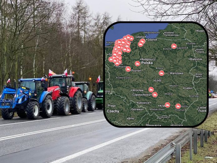 protest rolnikow 14 listopada mapa gdzie protestuja rolnicy