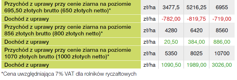 Kalkulacja uprawy pszenicy