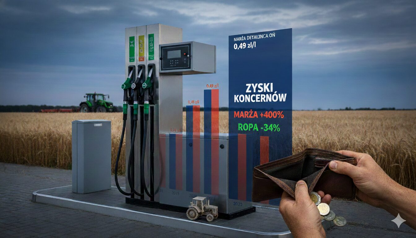 Cena diesla bilans 2025: Ropa i dolar najtańsze od lat, ale marże stacji „zjadły” zyski rolników