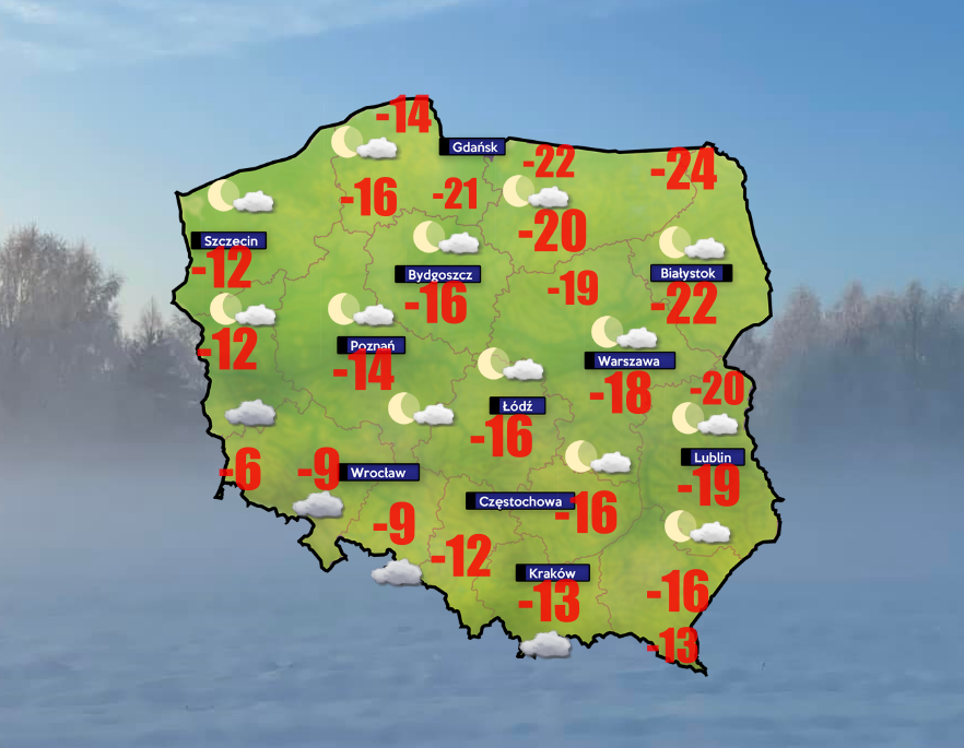 Pogoda- lokalnie do -25 stopni na 2 metrach