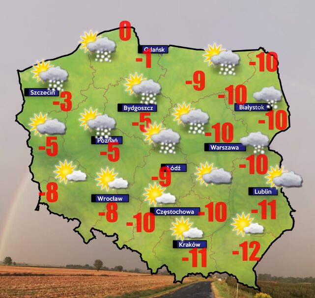 Pogoda 10 stycznia. Trzaskający mróz do -25 stopni na Podkarpaciu
