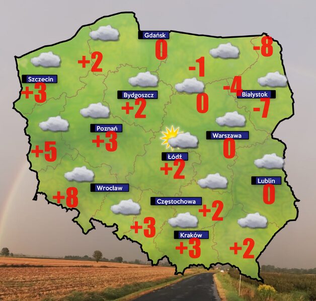 Pogoda 15 stycznia- od -8 do +8 stopni 2