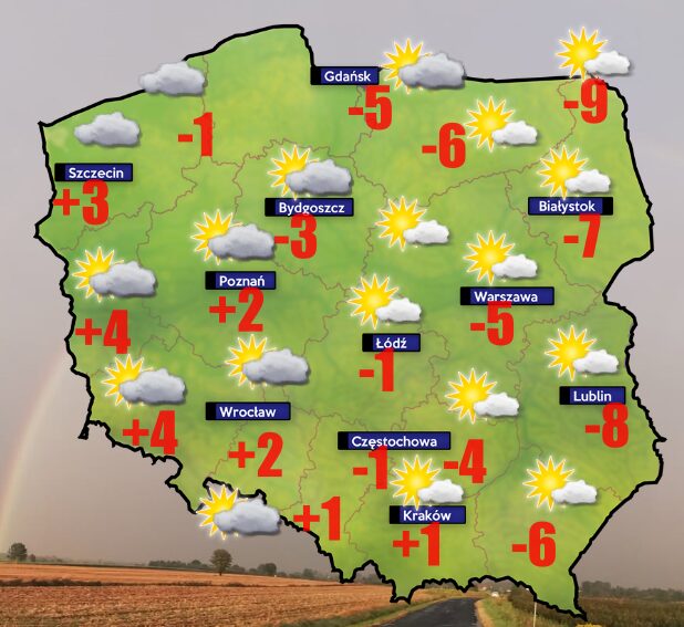 Pogoda 17 stycznia- mróz przesunie się o 150 km na zachód