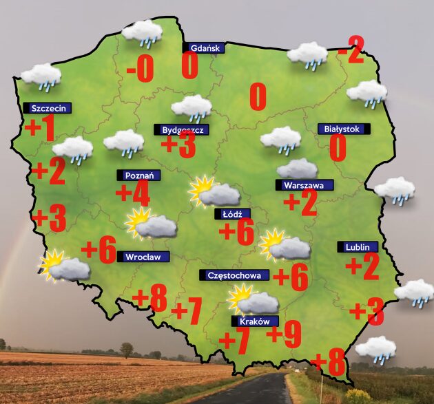Pogoda 26 stycznia- duże opady przejdą dookoła Polski