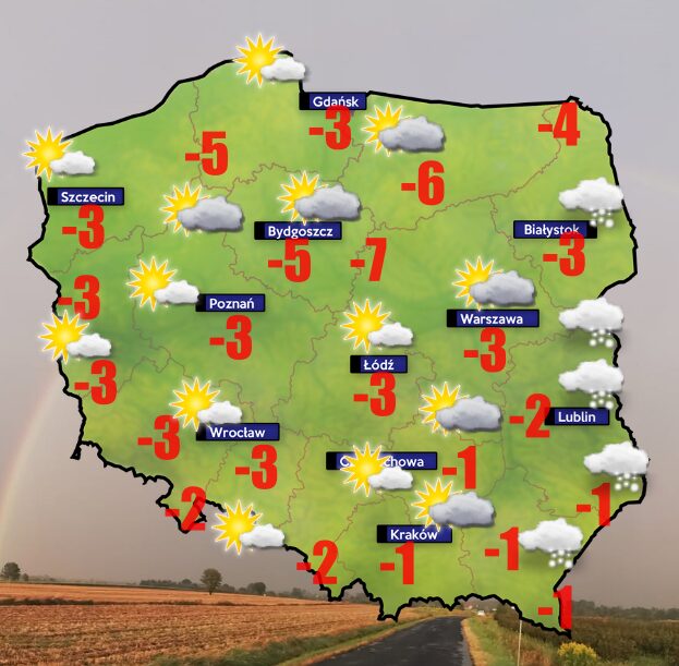 Pogoda 6 stycznia- od -17 do -2 stopni