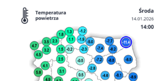 Pogoda 15 stycznia- od -8 do +8 stopni Temperatura 14 stycznia