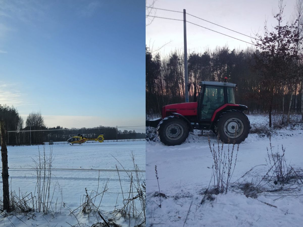 Dramat podczas kuligu za ciągnikiem w Wielkopolsce. Śmigłowiec LPR w gospodarstwie, są ranni!