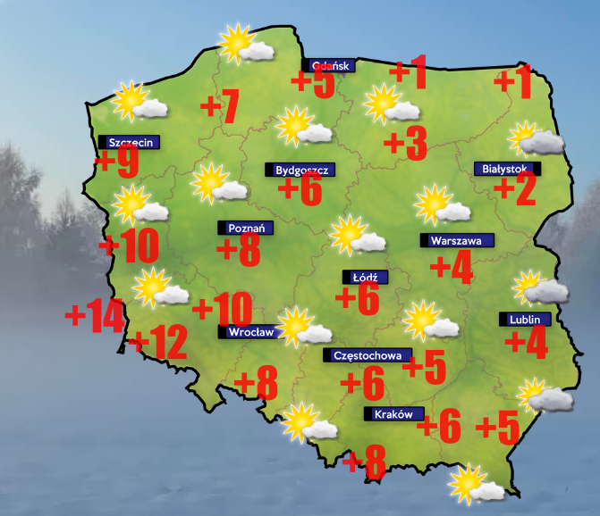 Pogoda 26 lutego- w nocy niemal wszędzie mróz- od jutra suchy okres w pogodzie