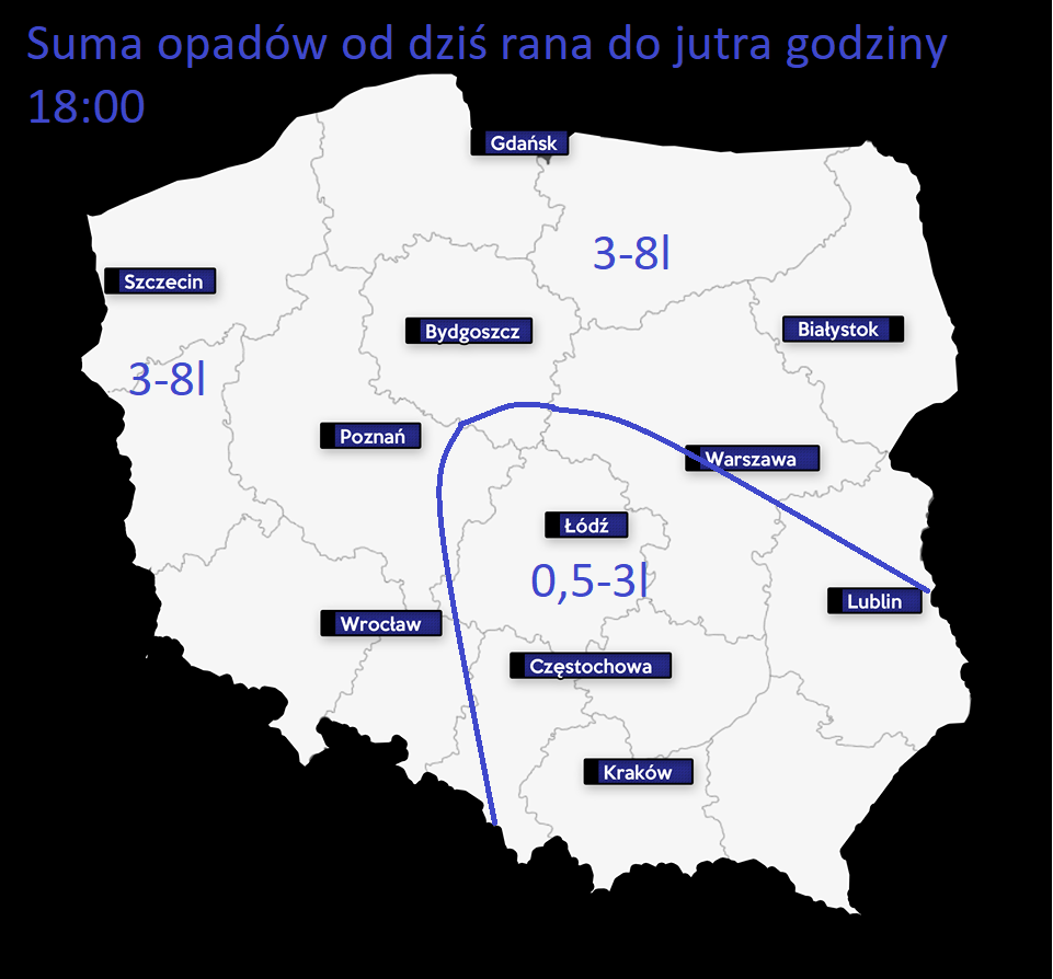 Pogoda 22 lutego- przed wieczorem mocniej popada