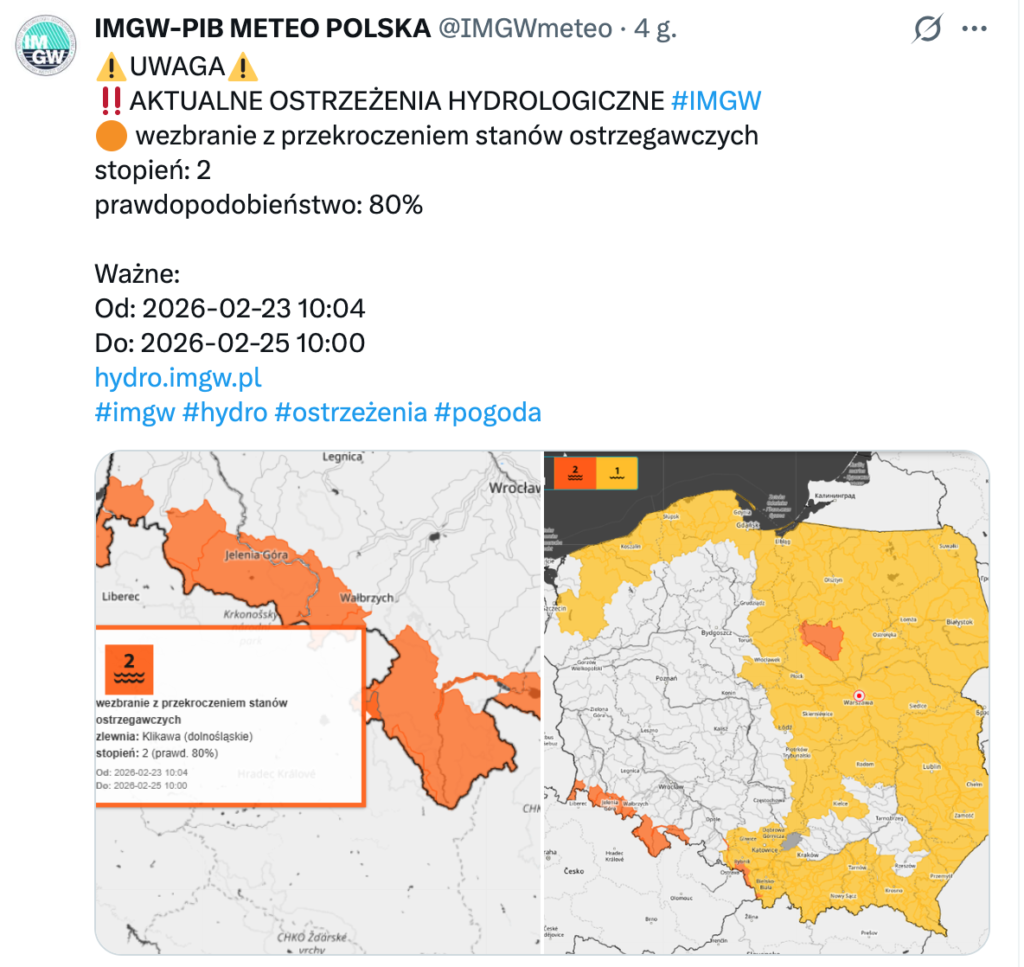 Roztopy i ulewy nad Polską. Zmarznięta gleba jak beton – woda nie ma gdzie odpływać!!! IMGW wydaje alerty! 1
