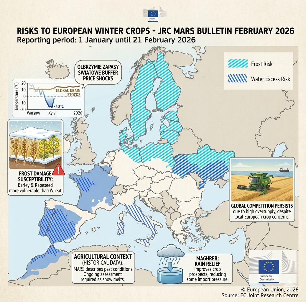 KE (raport MARS): Uprawy ozime radzą sobie dobrze pomimo okresów chłodu i wilgoci