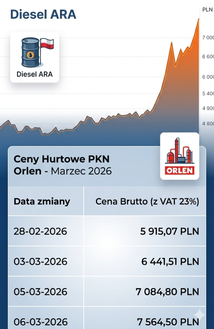cena diesla w Polsce i na giełdzie
