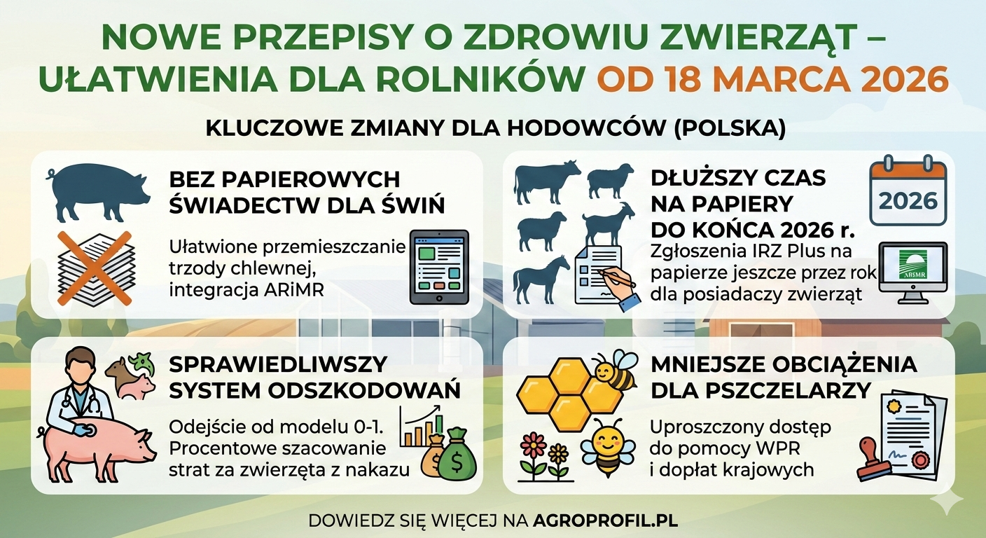 Zdrowie zwierząt: Nowe przepisy i duże ułatwienia dla rolników już od 18 marca