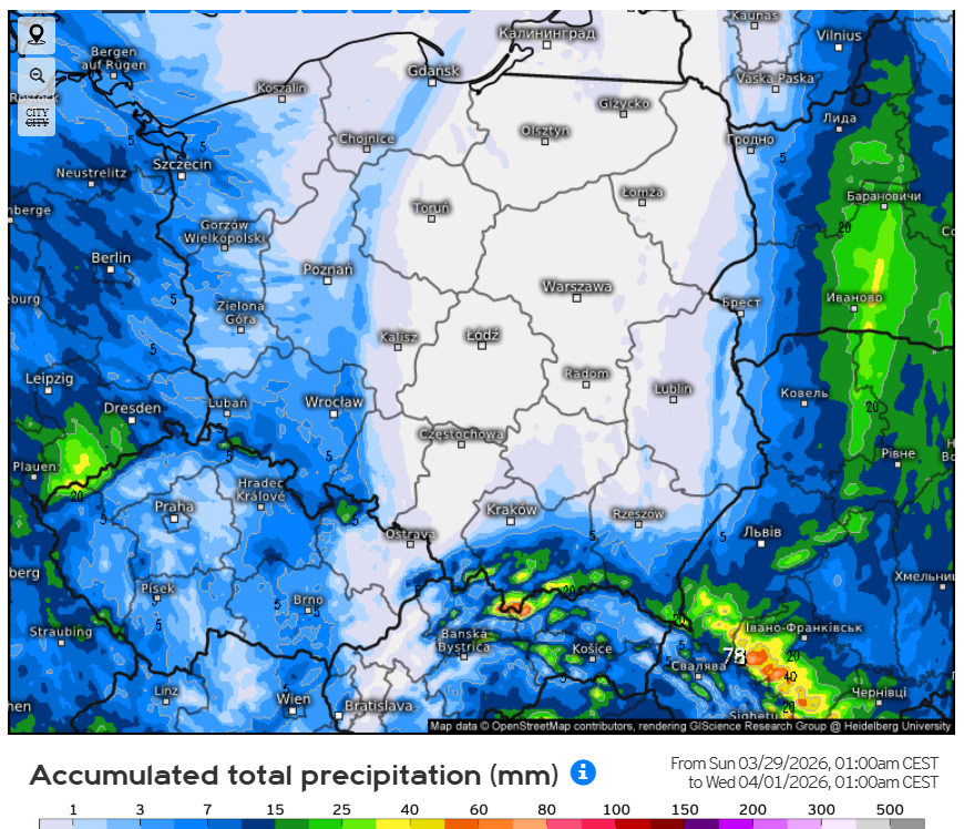 Pogoda 30 marca- popada na wschód, południe i zachód od Polski 2
