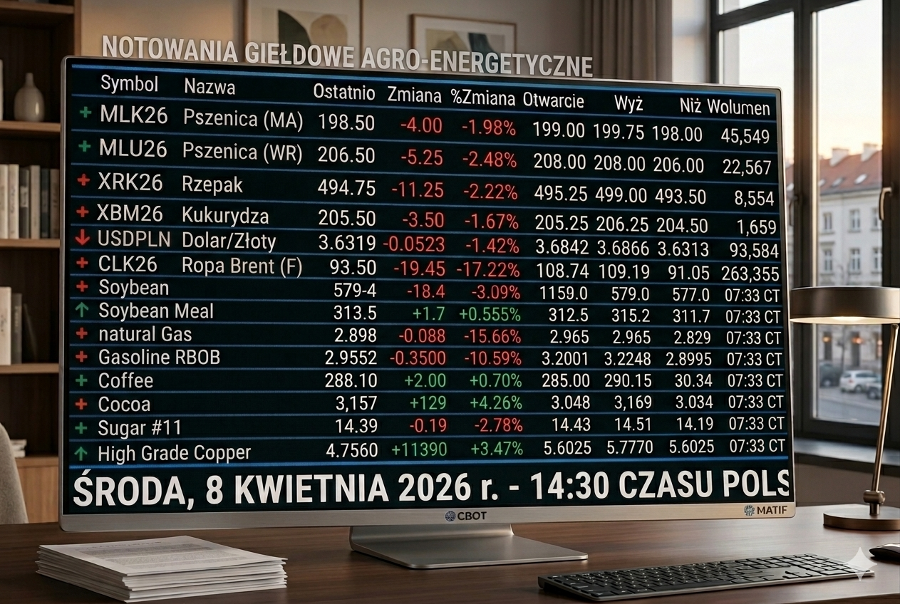 MATIF: Ceny pszenicy i rzepaku wracają w środę do poziomów sprzed wojny z Iranem. Sytuacja skrajnie niekorzystna dla rolników!