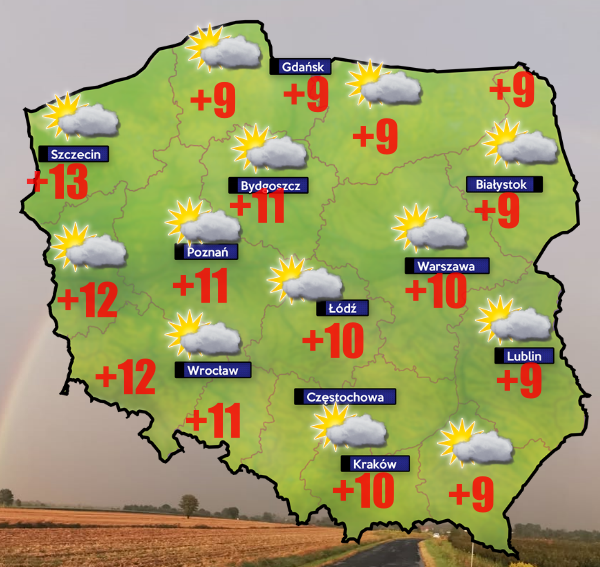 Pogoda 11 kwietnia- pomiędzy deszczem znad Ukrainy a Niemiec