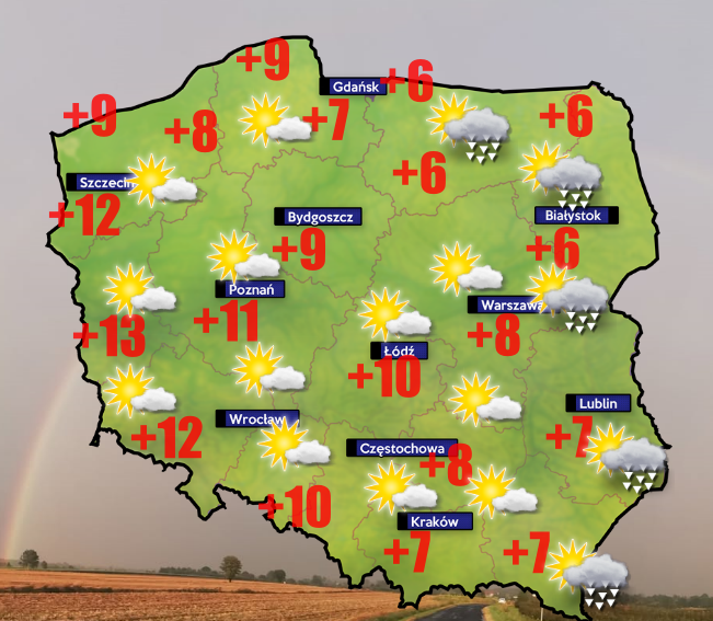 Pogoda 26 kwietnia- wiatr do 90 km/h i suma opadu do 4 mm