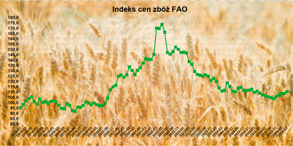 FAO: Światowe ceny zbóż najwyższe od roku w marcu 1