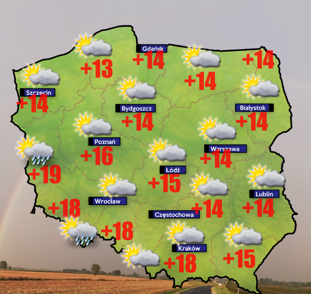 Pogoda 14 kwietnia- zamiecie piaskowe na Mazowszu i wieczorny deszcz na Śląsku