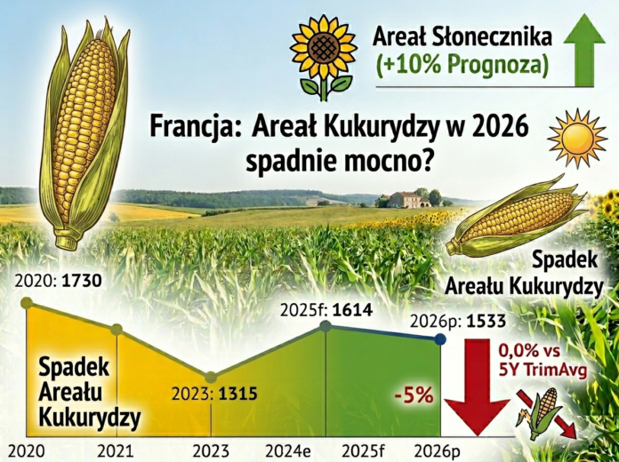 Areał kukurydzy spadnie mocno we Francji
