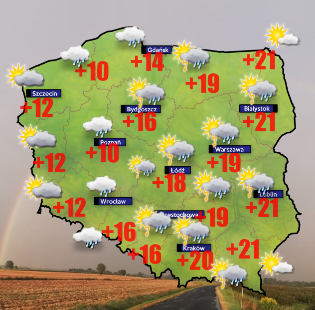 Pogoda- od Łodzi po Katowice lokalne burze z gradem i deszczem do 20 mm
