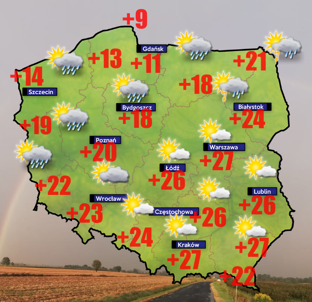 Pogoda 5 maja- mapa opadów nad ranem