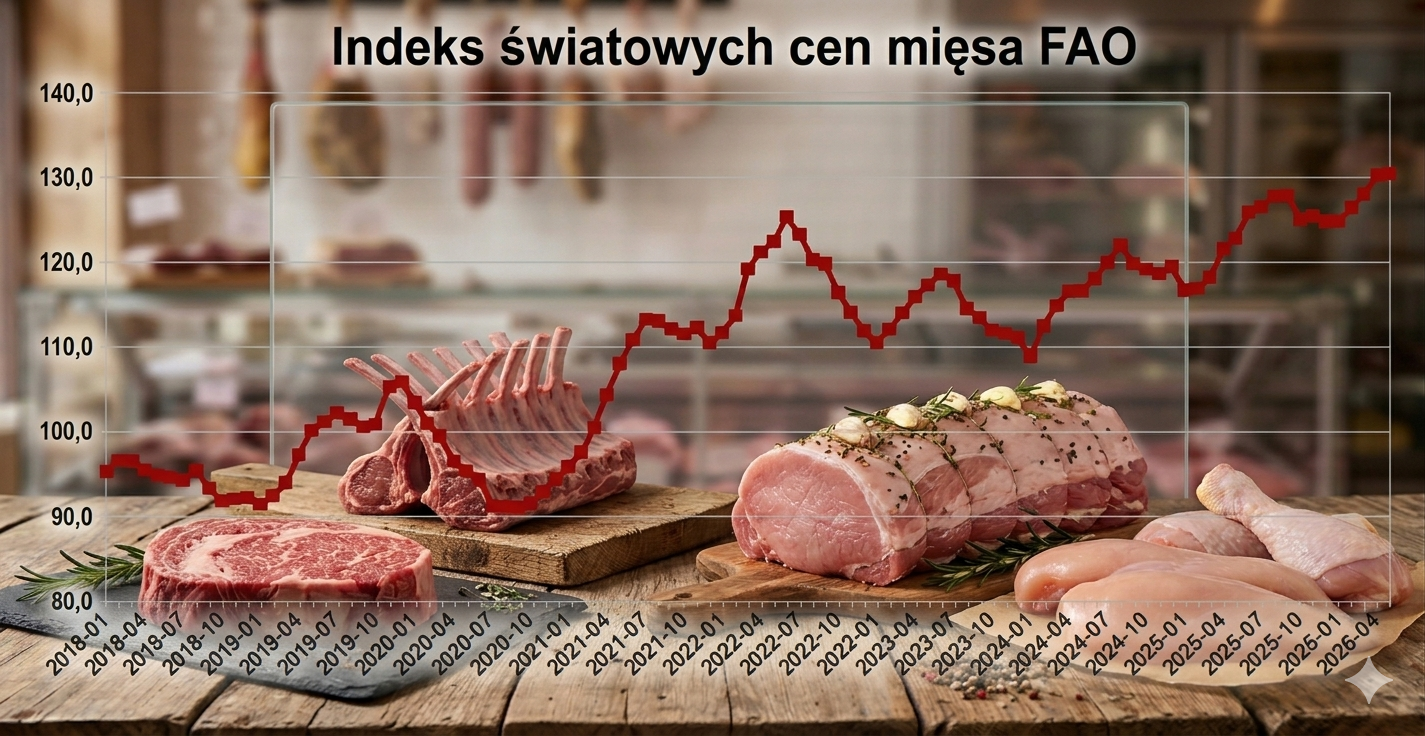 Światowe ceny mięsa: Indeks cen FAO najwyżej w historii ale sytuacja na rynku wołowiny i wieprzowiny jest skrajnie różna