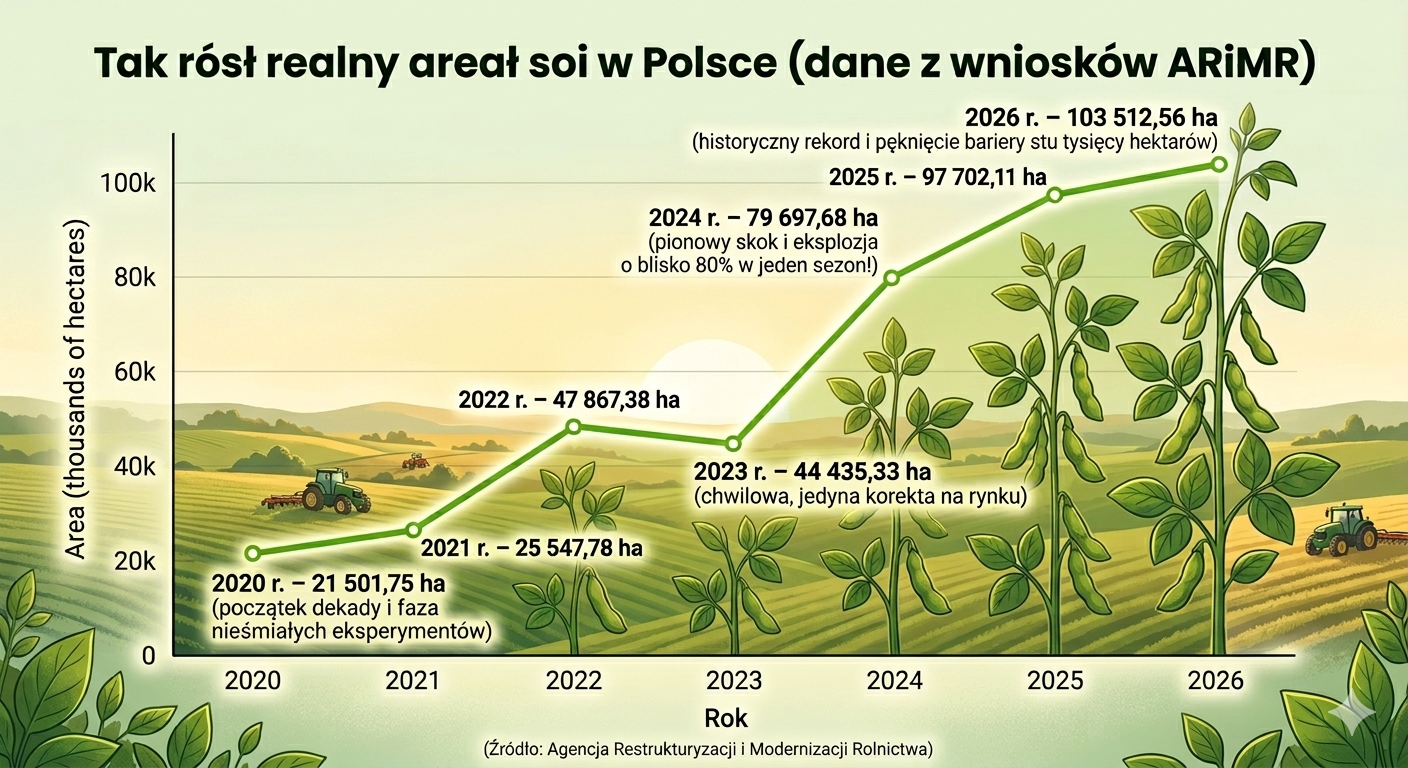 Sojowa rewolucja w Polsce trwa. Większość upraw jest jednak niewidoczna w statystykach GUS i Brukseli [ANALIZA]