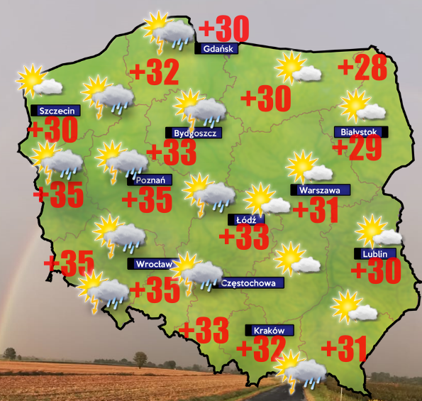 Powódź błyskawiczna, grad i burze oraz upał- pogoda 20 czerwca