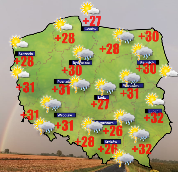 Pogoda 21 czerwca- noc tropikalna w centrum kraju