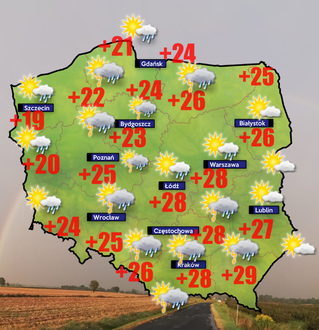 Pogoda 9 czerwca- dużo burz ponownie na Kaszubach ale i w Małopolsce