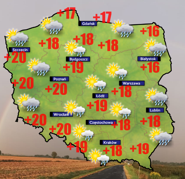 Pogoda 12 czerwca- od +4 do +21 stopni Celsjusza