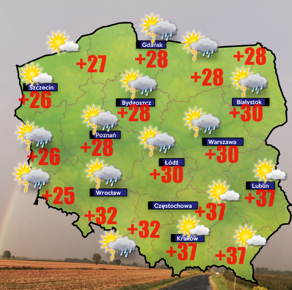 Wichury, grad, trąby powietrzne. Groźne burze nad Polską