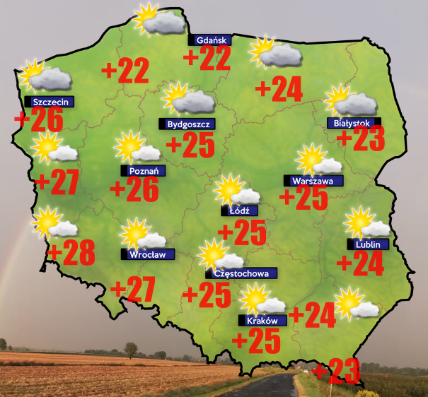 Pogoda 25 lipca. Ciepło i słonecznie