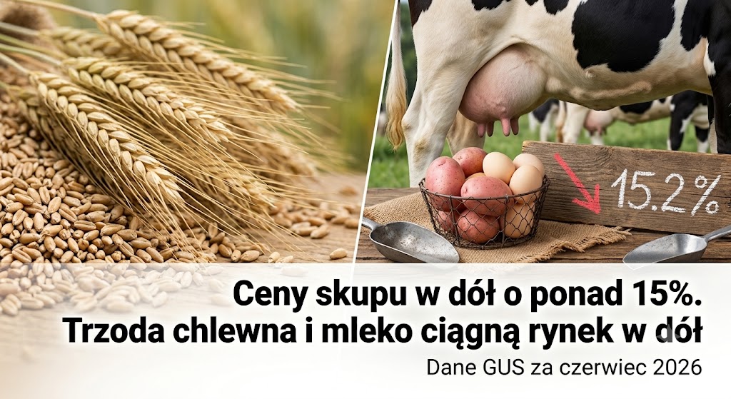 Ceny skupu w dół o ponad 15%. Najgorzej na rynku trzody chlewnej i mleka