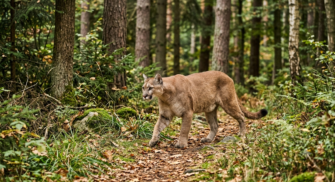 Puma w gminie Polanów (woj. zachodniopomorskie): Służby ostrzegają przed wchodzeniem do lasu! [WIDEO]