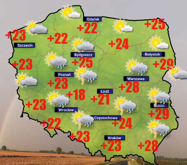 Pogoda 15 lipca- kilka powiatów zagrożonych burzami z silną ulewą