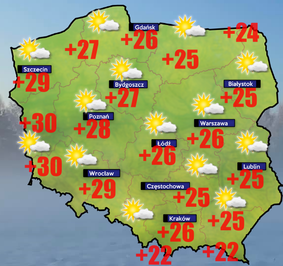 Pogoda 14 sierpnia. Na termometrach od +3 do +31 stopni Celsjusza