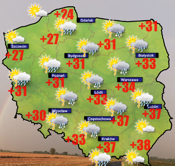 Nawet 27 stopni w samym środku nocy i lokalne nawałnice. Trudne godziny w pogodzie nad Polską