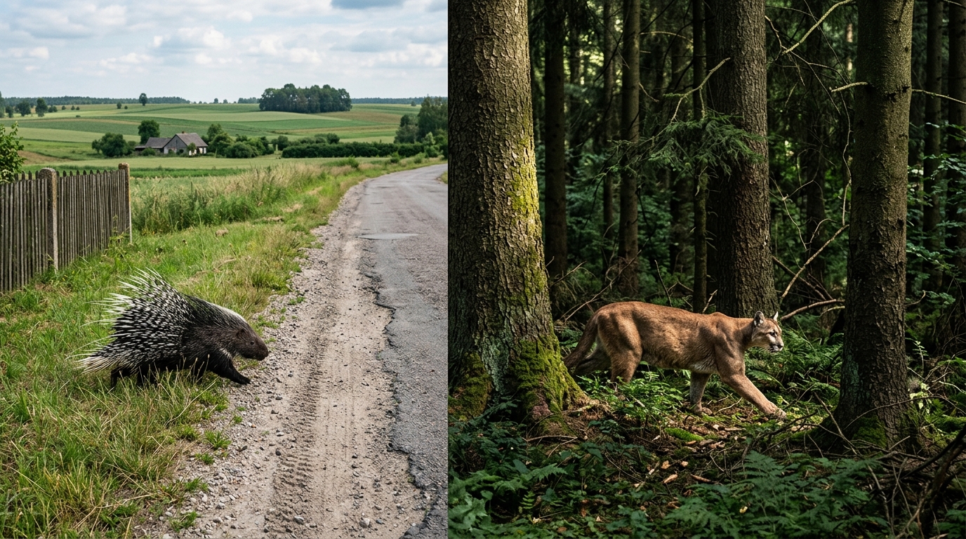 Wysyp egzotycznych gości: jeżozwierz Łomianki, kolejna puma tym razem na Dolnym Śląsku