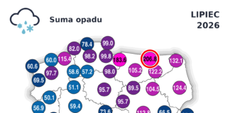 Suma opadów w lipcu 2026