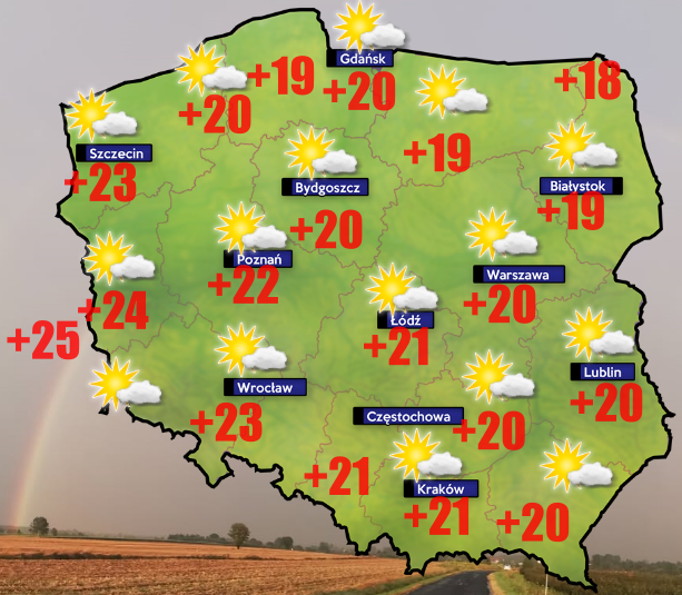 Pogoda 29 września. Od +2 do +25 stopni Celsjusza