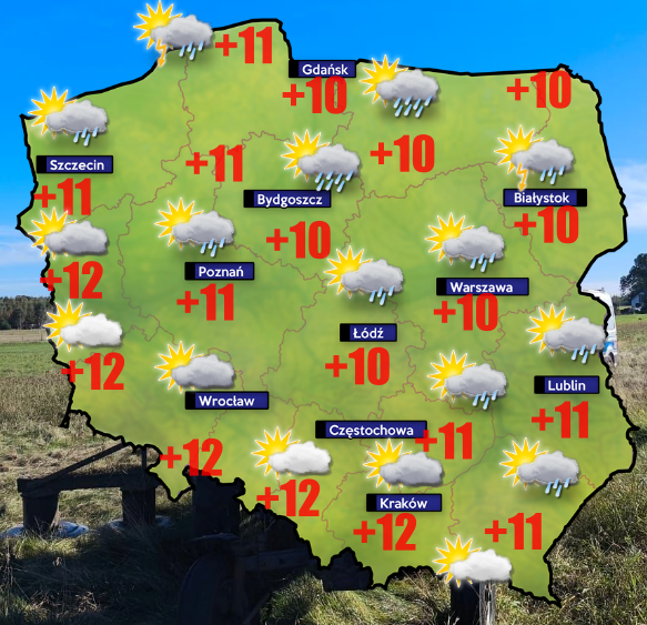 Burze z gradem od Łeby po Darłowo i Koszalin. Pogoda 12 października